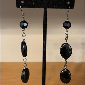 Black Glass Bead Earrings